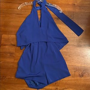 Mustard Seed Blue High-neck Romper. Small